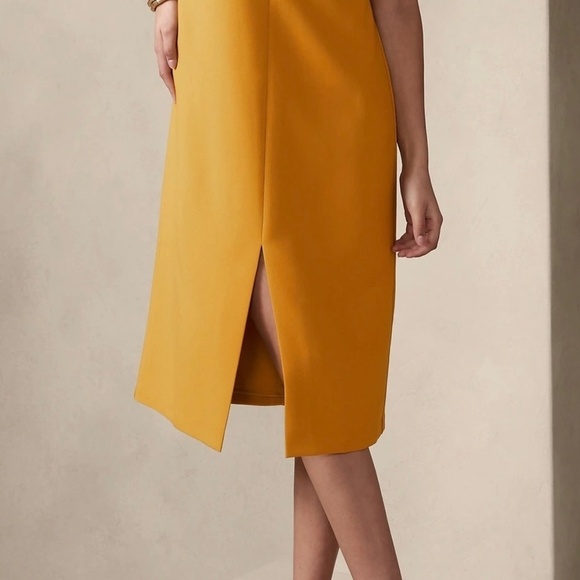 Banana Republic BLACK Split Neck Sheath Midi Dress NWT - Picture 7 of 9